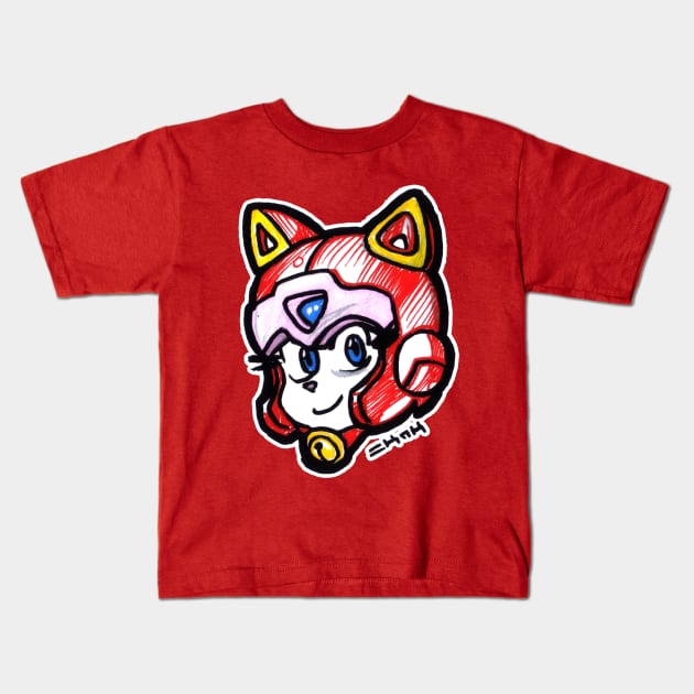 Polly Esther Samurai Pizza Cat Kids T-Shirt by sketchnkustom